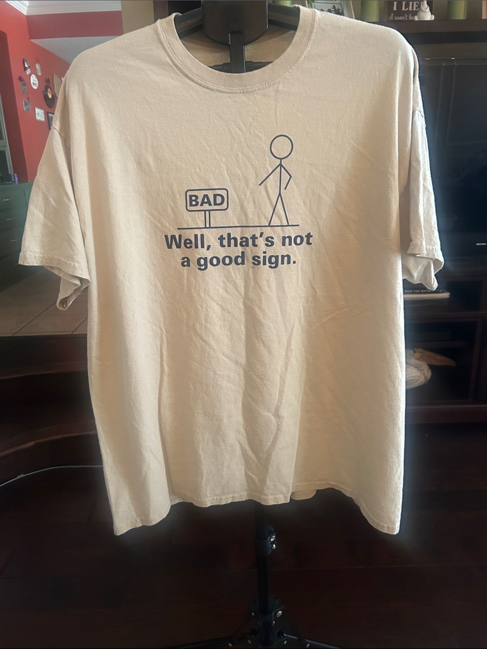 Men's Cream Graphic Tee - "Well, that's not a good sign."